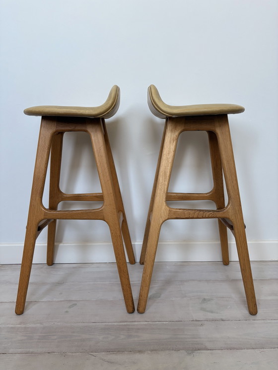 Image 1 of Set of 2 vintage Erik Buch model 61 bar stools