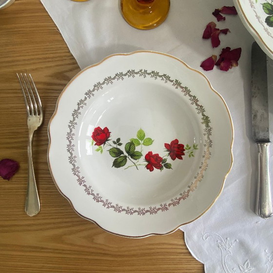 Image 1 of 6 antique earthenware soup plates from the French factory in Sarreguemines