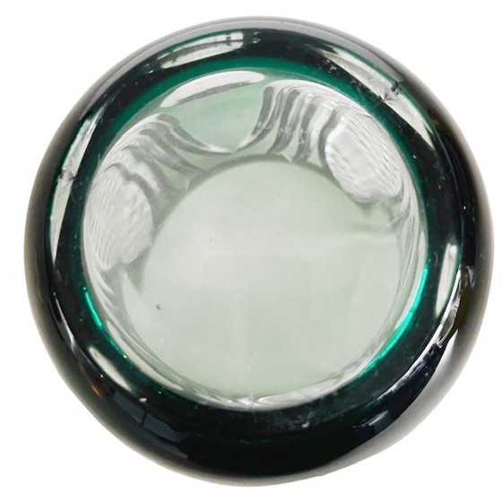 Image 1 of Vaso in cristallo Val Saint Lambert di René Delvenne, cristallo verde, trasparente, anni '60