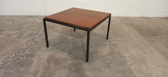 Image 1 of Vintage teak and black metal frame coffee table 