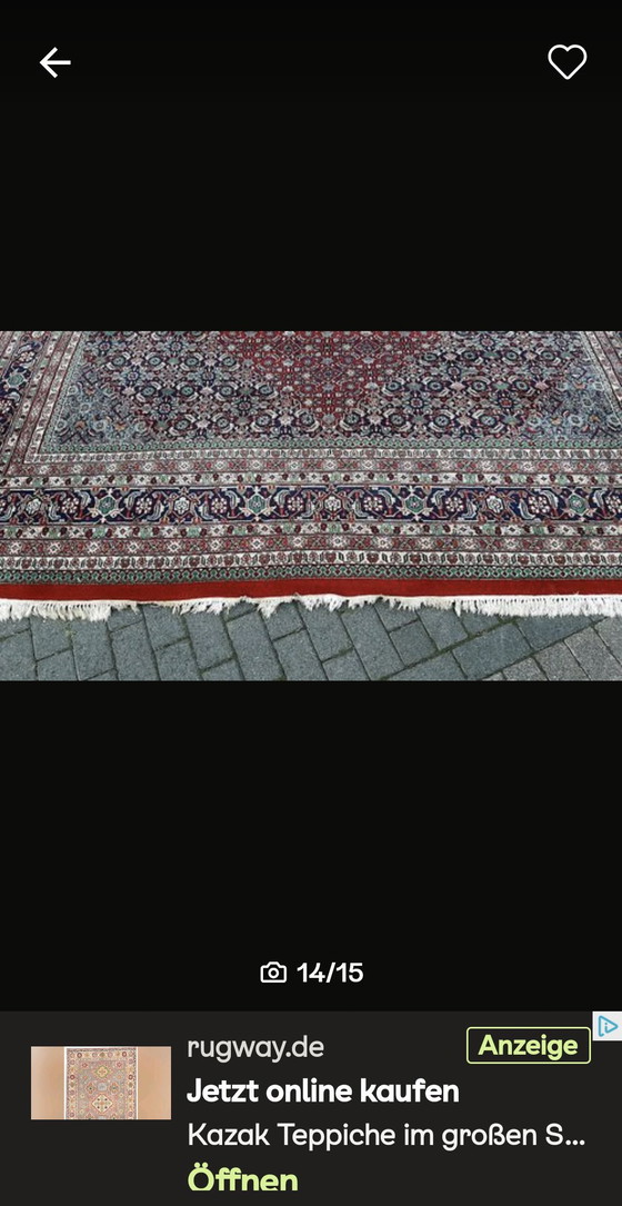 Image 1 of Majestic space-saving wonder: Hand-knotted Bidjar in the classic Herati pattern (approx. 13 m²)
