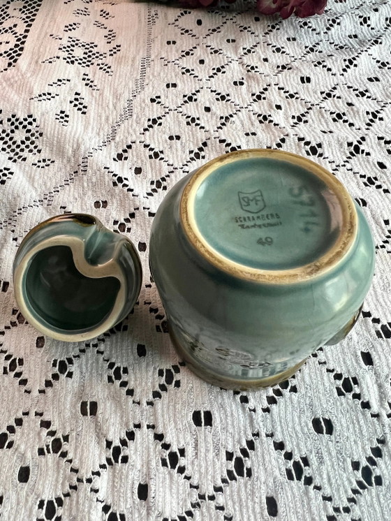 Vintage Marmalade Pot with Lid, SMF Schramberg Garmisch, Majolica, Hand-painted, Kiln-fired 1970 – Bowls (photo 4 of 5)