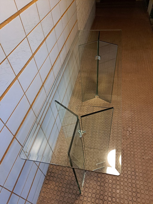 Table d'appoint en verre style Leon Rosen