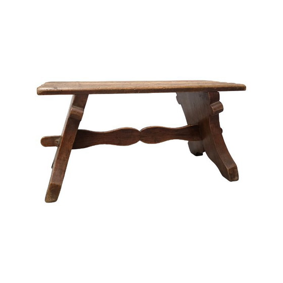 Image 1 of Ancien pouf français en noyer, milieu du 20e siècle