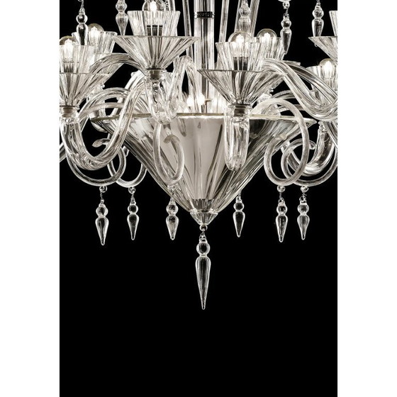 Image 1 of Refined Imperial “Rigadin” Chandelier in Transparent & Gold Murano Glass