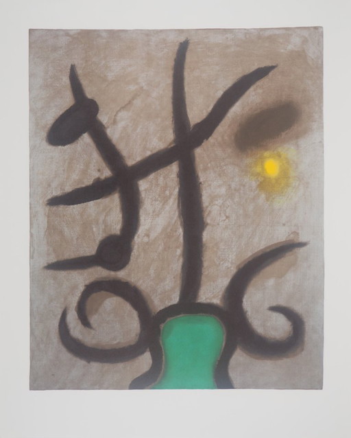 Joan Miró: Seated Woman, Signed Lithograph – lithos zeefdrukken, Paper