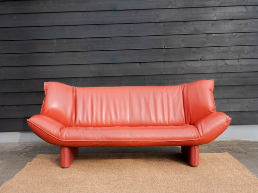 Leolux Tango | Canapé design 3 places | Cuir rouge | Vintage