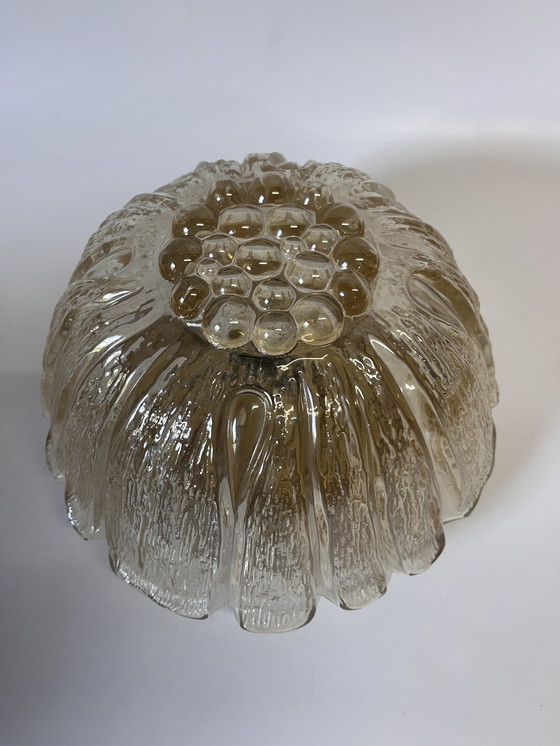 Image 1 of Fischer-Leuchten plafondlamp Mid Century amber goud jaren 70