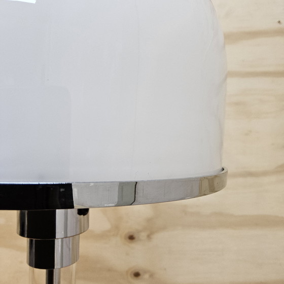 Image 1 of Vintage Chrome Bauhaus Wilhelm Wagenfeld Table Lamp WG24 Opaline glass (70s) design lamp