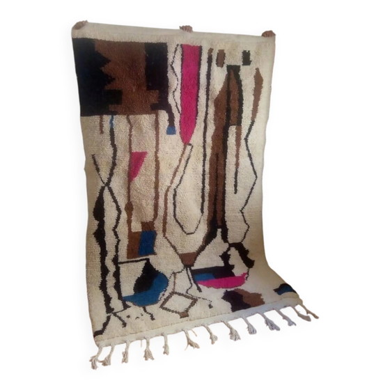Tappeto berbero di design - tocco marrone - tappeto marocchino fatto a mano - 247x152 cm – Tappeti, Wool (photo 2 of 9)