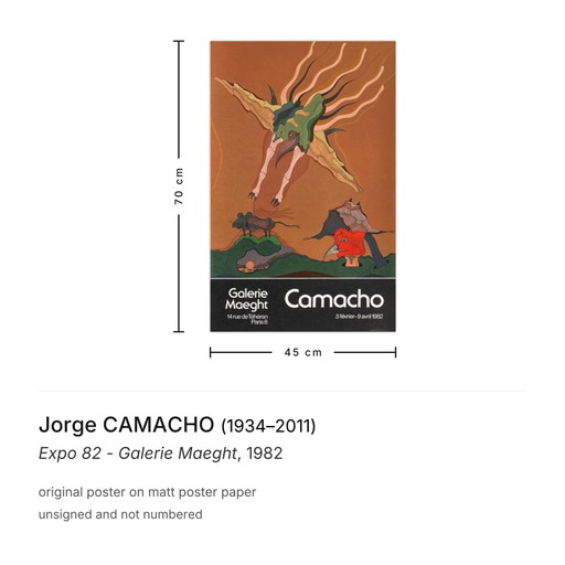 Jorge CAMACHO Expo 82 - Galerie Maeght Poster 1982