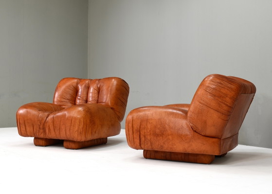 Fauteuils Giuseppe Rossi di Albizzate en cuir, Italie, années 1970, Chaises & fauteuils, Marron (photo 8 sur 20)