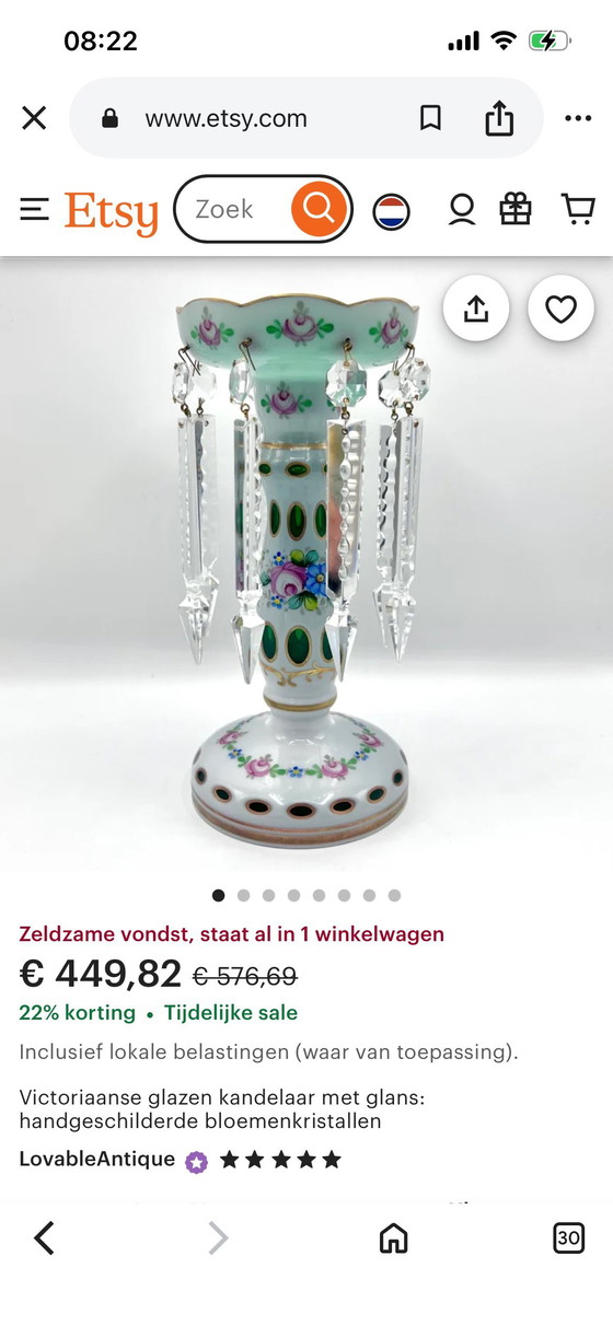 Image 1 of Victorian glass candlestick