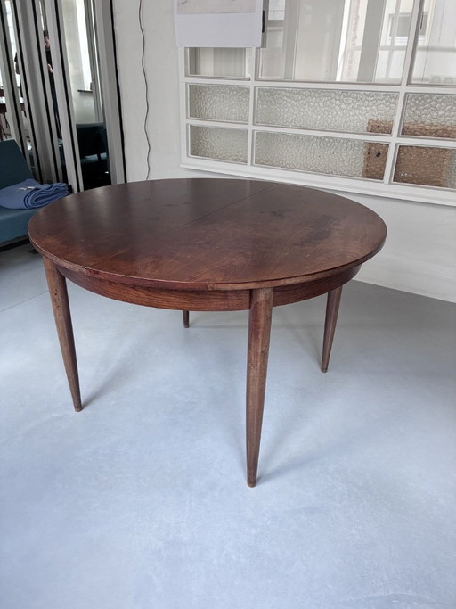 Tavolo da pranzo rotondo allungabile Vintage V-Form – Anni '60