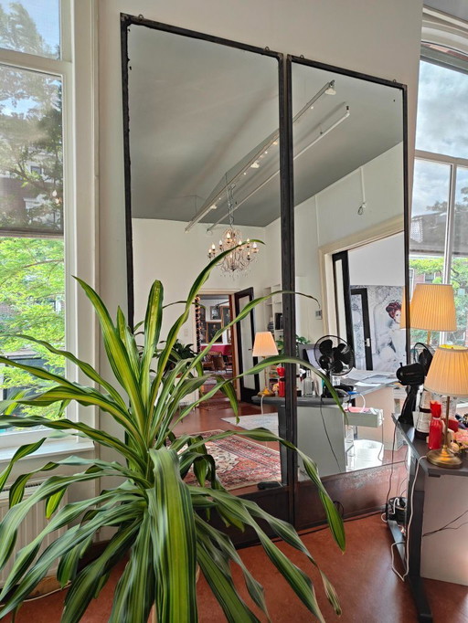 2 stylish industrial mirrors