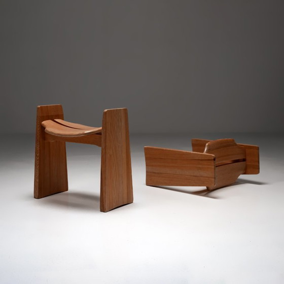 Image 1 of Hocker „Jonte“ aus Kiefernholz, 2er-Set von Gilbert Marklund für Furusnickarn AB