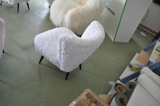 Vintage Pink Faux Fur Cocktail Chair, 1950s, Armchairs (photo 3 of 5)