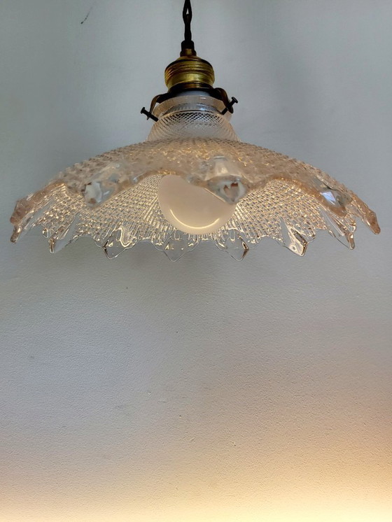 Image 1 of Lampada olofana, Art déco, anni '30, struttura in vetro rigato, vetro stampato