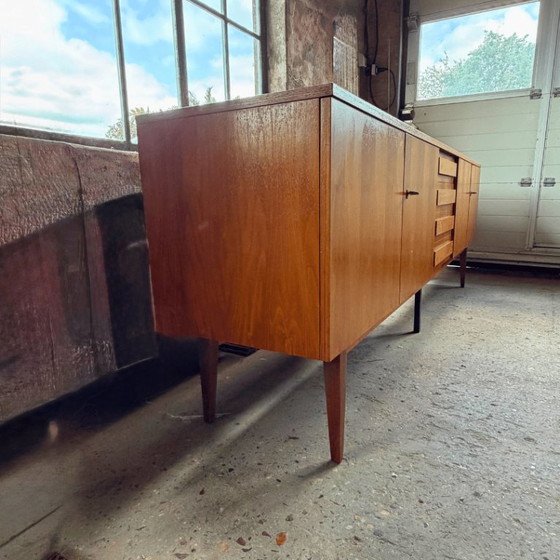 Image 1 of Vintage XL dressoir (250cm) in teak(fineer), 2x kast - 4x lade