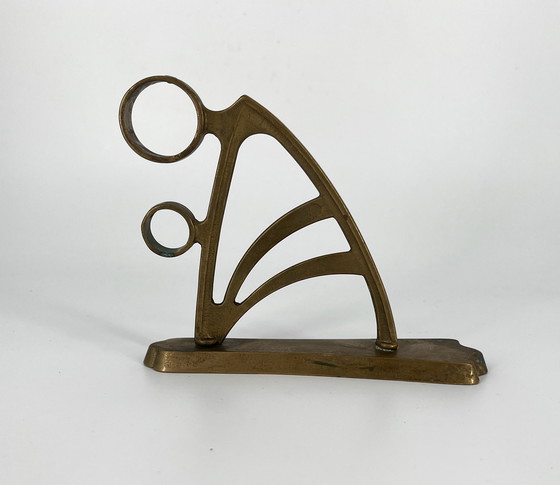 Image 1 of 2x Art Nouveau Art Déco Support de tringle à rideaux laiton bronze