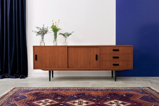 Image 1 of Dressoir gebeitst teak T-S03 schuifdeur en 3 laden