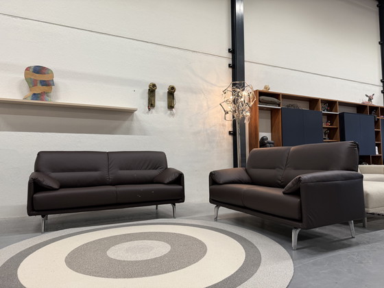 Image 1 of 2 Leolux Bora Balanza Sofa 2.5 & 2 Seater Wapiti Brown Leather