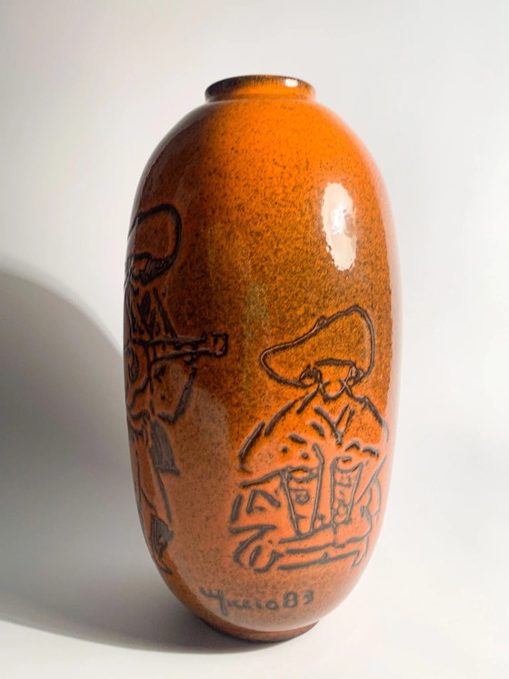 Jarrón de cerámica naranja Arcore con detalle decorativo de los años 80 – Jarrones (photo 8 of 10)