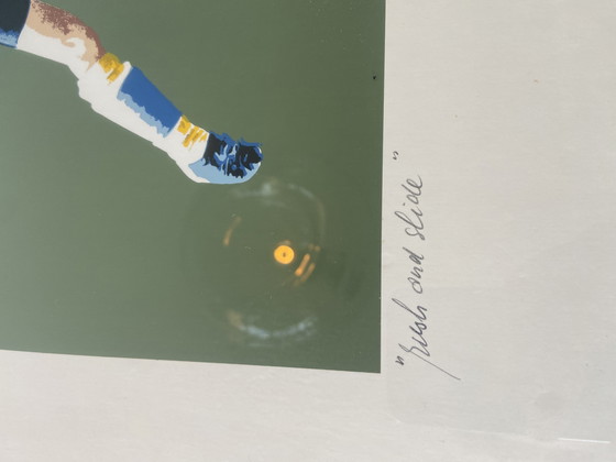 Image 1 of Litografie retrò di Wim Hoogstraten Serigrafia Push and Slide Hockey