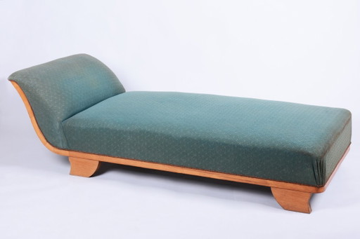 Gerestaureerde art-deco bank, beukenhout, herleefd Pools, Tsjechisch, jaren 1920 – chaises longue, Textile, Wood