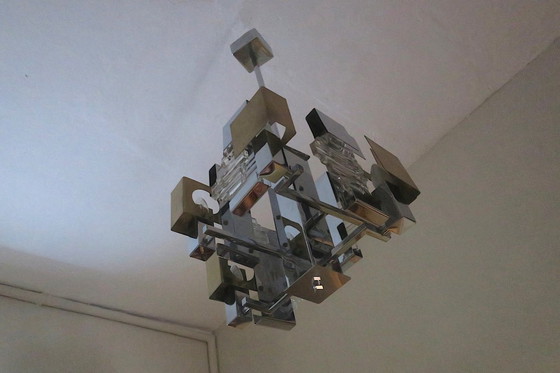 Image 1 of Italian Modern Cubist Chandelier Sciolari, 1960s