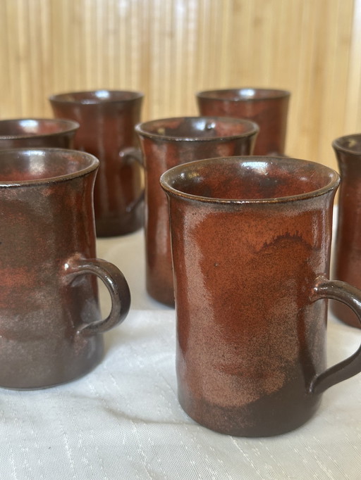 Juego de 8 tazas de café de cerámica vintage de Carry Heessen
