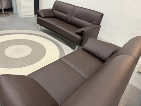 Image 1 of 2 Leolux Bora Balanza Sofa 2.5 & 2 Seater Wapiti Brown Leather