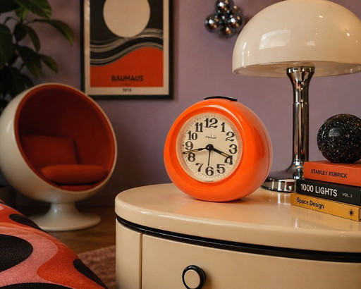 Oranje 'Ruhla' druppelwekker uit de jaren 70 / Space Age, Vintage / Duitsland DDR