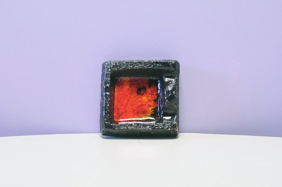 Vintage coarse black & orange-red ashtray, Bowls, Ceramic, Mid Century Modern (photo 3 of 5)
