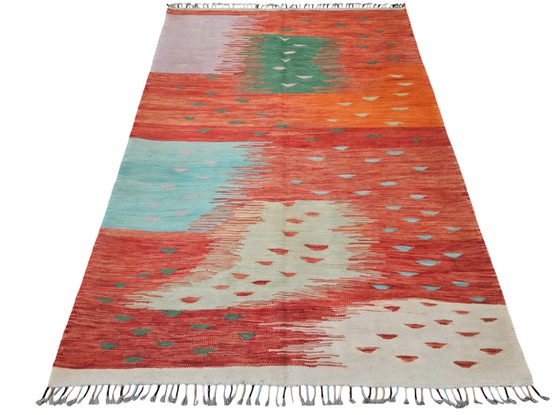 Image 1 of Hand-knotted Oriental wool Modern Abstract Kelim rug New 147x214cm