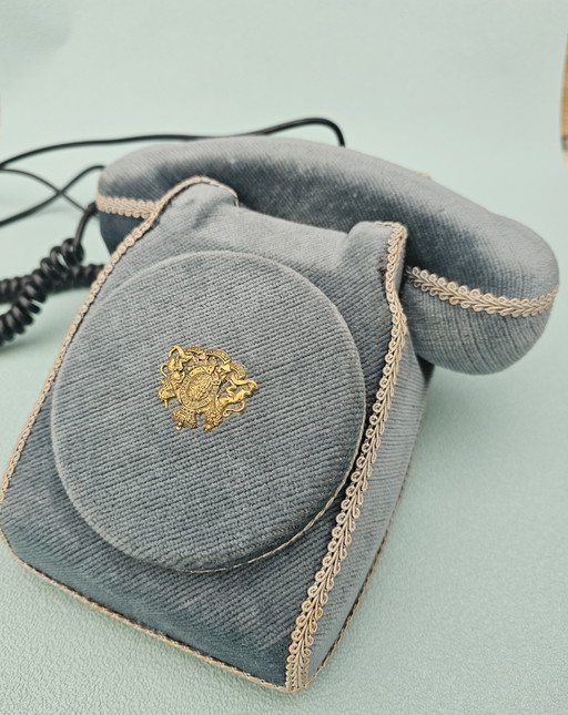 Teléfono Boudoir de Francia, terciopelo azul.