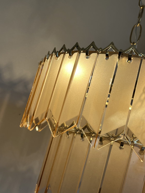 Image 1 of Vintage 60’s Glazen Panelen Platen Hanglamp Kristal