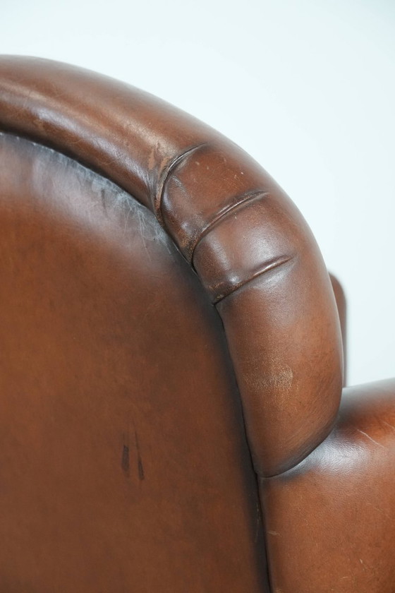 Image 1 of Schapenleren Art Deco design armchair met tijdloze en warme kleuren