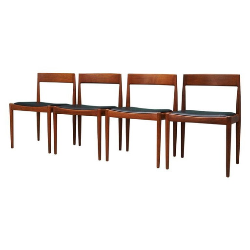Set di quattro sedie in teak, design danese, anni '70, designer: Kai Kristiansen, produttore: Fritz Hansen