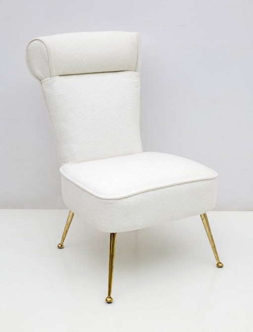 Pair of Gigi Radice Mid-century Modern Boucle Small Armchairs by Minotti 1950s