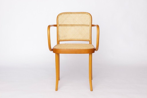 Ligna-Sessel – Tschechoslowakei der 1950er/1960er Jahre, Bugholzbuche mit neuem Rattanrohr, Vintage-Sessel im Thonet-Stil von Jo