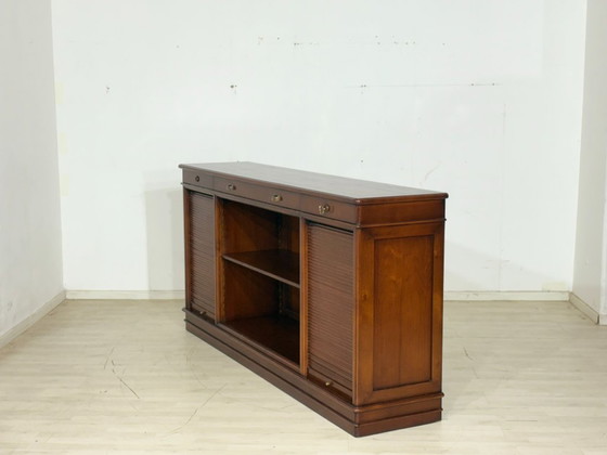Image 1 of Classic mahogany office sideboard with roll-up doors/English colonial style/sideboard/1960s
