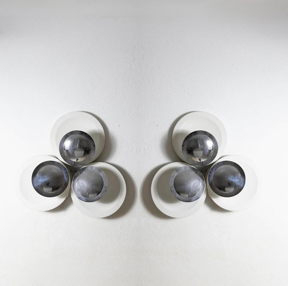 Image 1 of Set of two vintage space age sconces with chrome discs