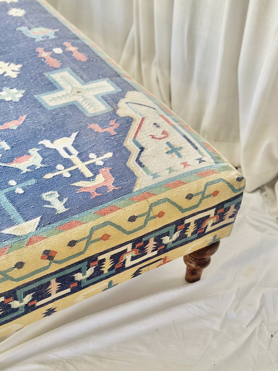 Ottoman Kelim XXL coffee table daybed pouf footstool 200 cm – Textile (photo 9 of 13)
