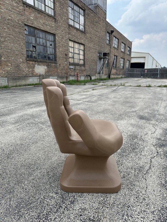 Image 1 of Light Brown / Tan Left Hand Shaped Chair 32" Tall Adult Size 70's Retro Eames iCarly New