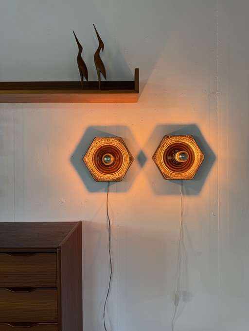 2x azulejos de cerámica vintage, Hustadt Leuchten '60