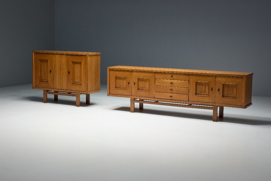 Image 1 of Armadio brutalista in quercia, Belgio, anni '60