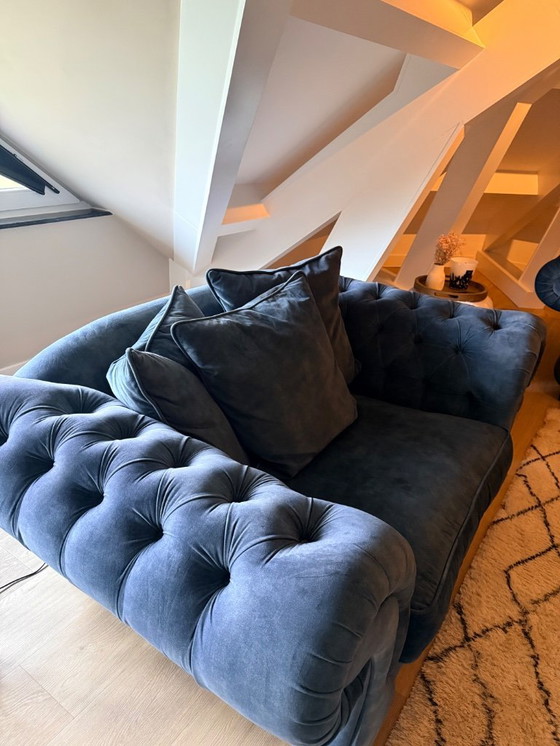 Image 1 of Sofá de 4 plazas y sofá de 1,5 plazas, color petróleo