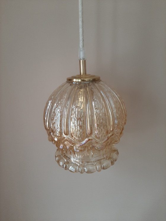 Image 1 of Vintage bubble hanglamp | Vintage bol amberkleur jaren 60