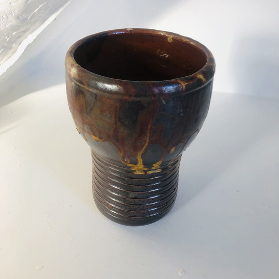 Image 1 of Vaso a torso in ceramica smaltata metallizzata